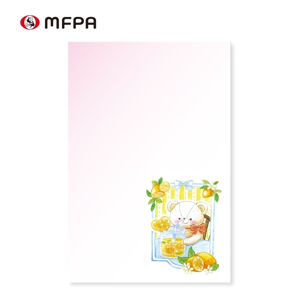 【くまとレモンの可愛いアート】絵葉書「レモネード」№34｜季節のポストカード
