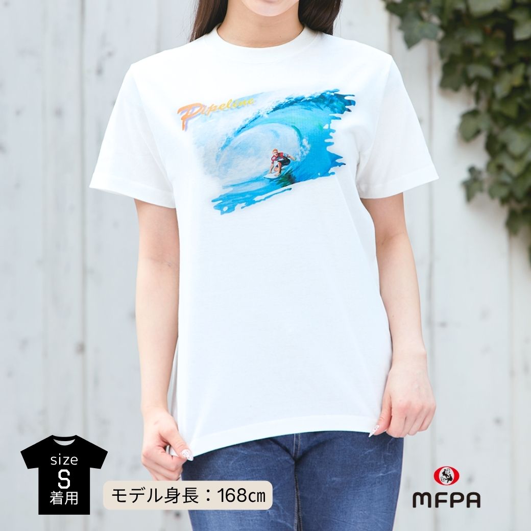【アートTシャツ】 サーフィンデザイン Tシャツ オフホワイト｜綿100％ S・M・L