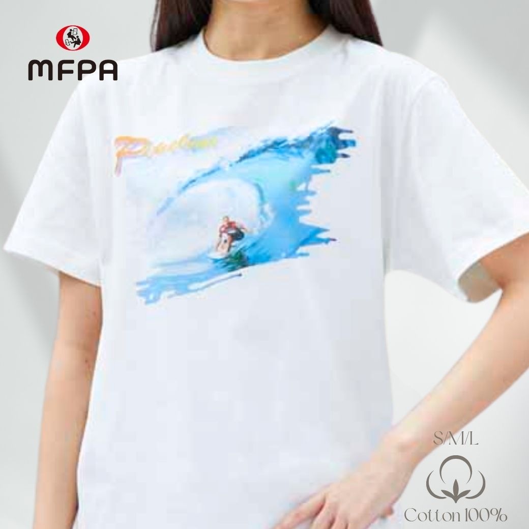 【アートTシャツ】 サーフィンデザイン Tシャツ オフホワイト｜綿100％ S・M・L