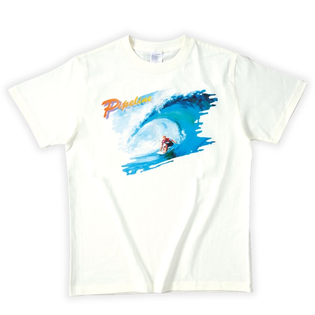 【アートTシャツ】 サーフィンデザイン Tシャツ オフホワイト｜綿100％ S・M・L