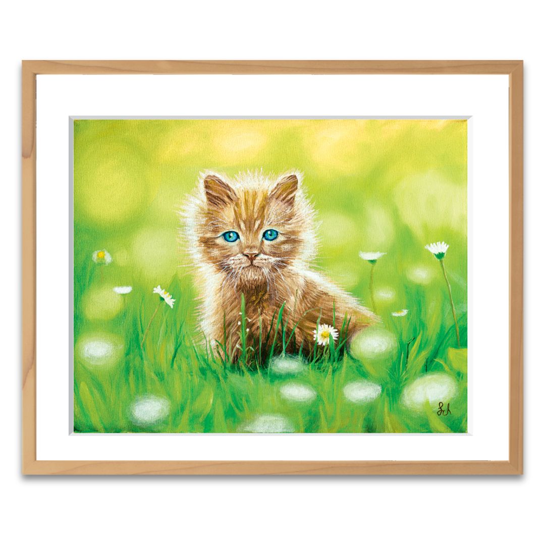 複製画 【花畑の子猫】 №F129