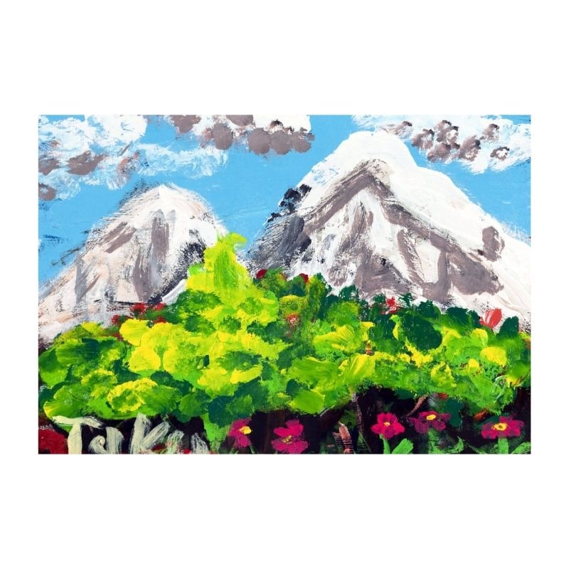 絵葉書 【雪山をあおぐ風景】 №623
