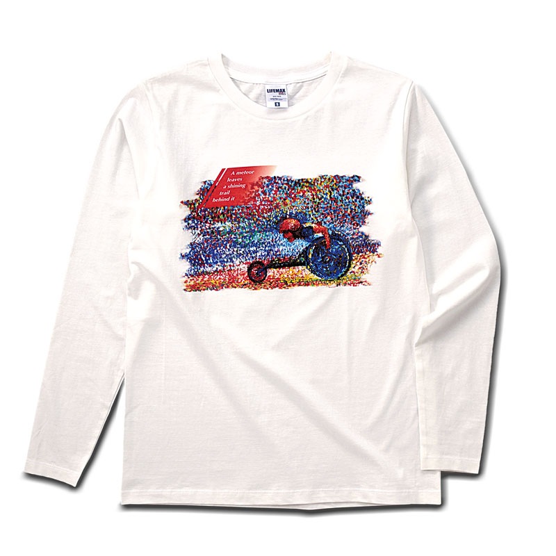 アートＴシャツ長袖 【点描で描かれた車いすマラソン】