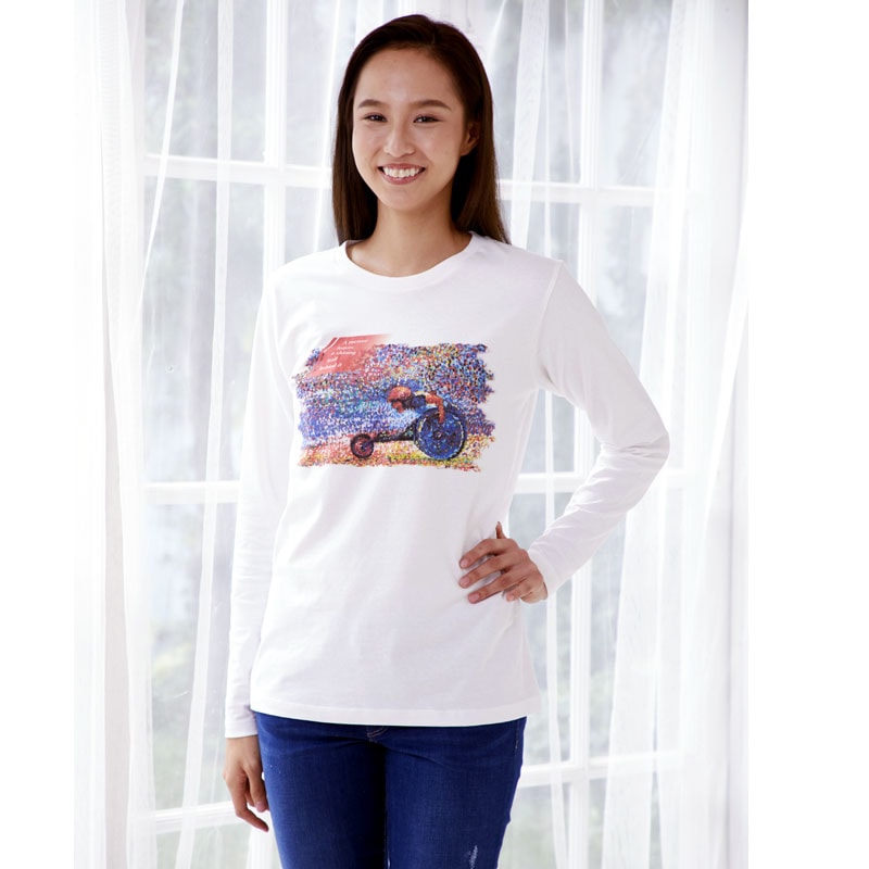 アートＴシャツ長袖 【点描で描かれた車いすマラソン】