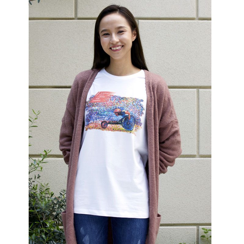 アートＴシャツ長袖 【点描で描かれた車いすマラソン】