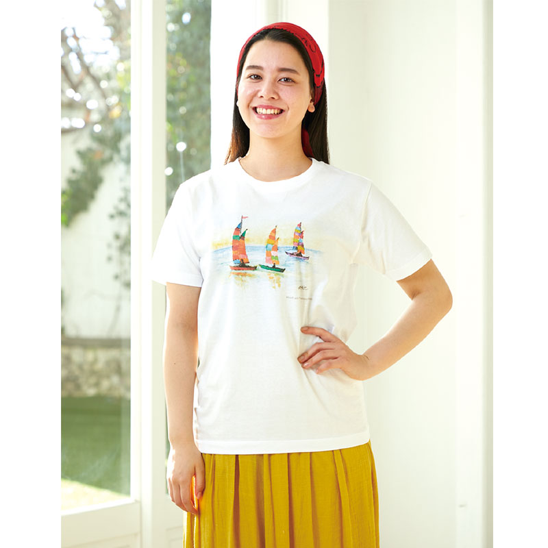 アートTシャツ ホワイト 【ヨット】の作品情報｜口と足で描く芸術家