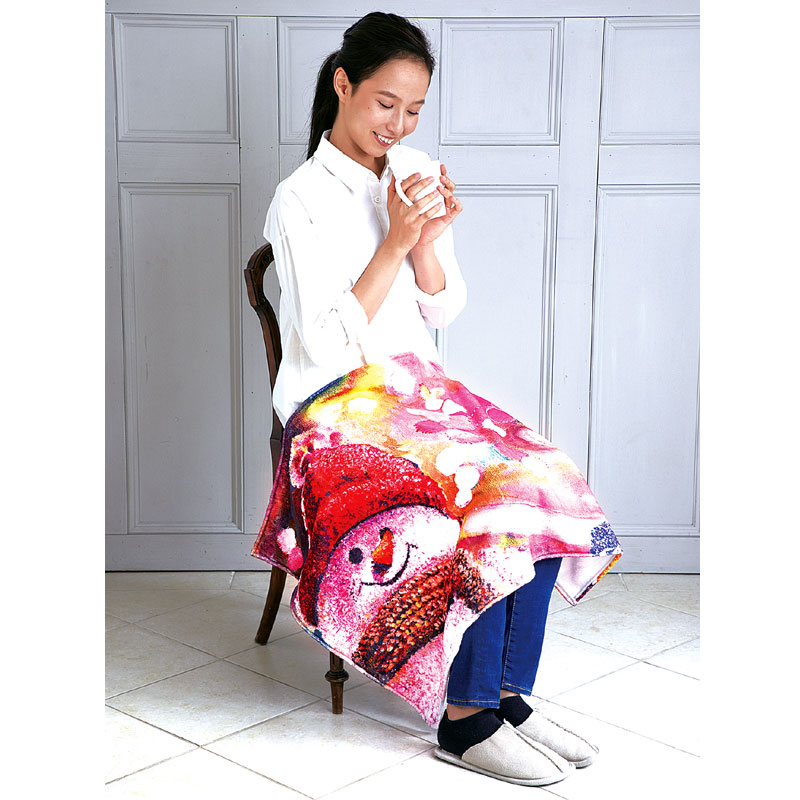 フリースひざ掛け 【愛らしいスノーマン】 №853