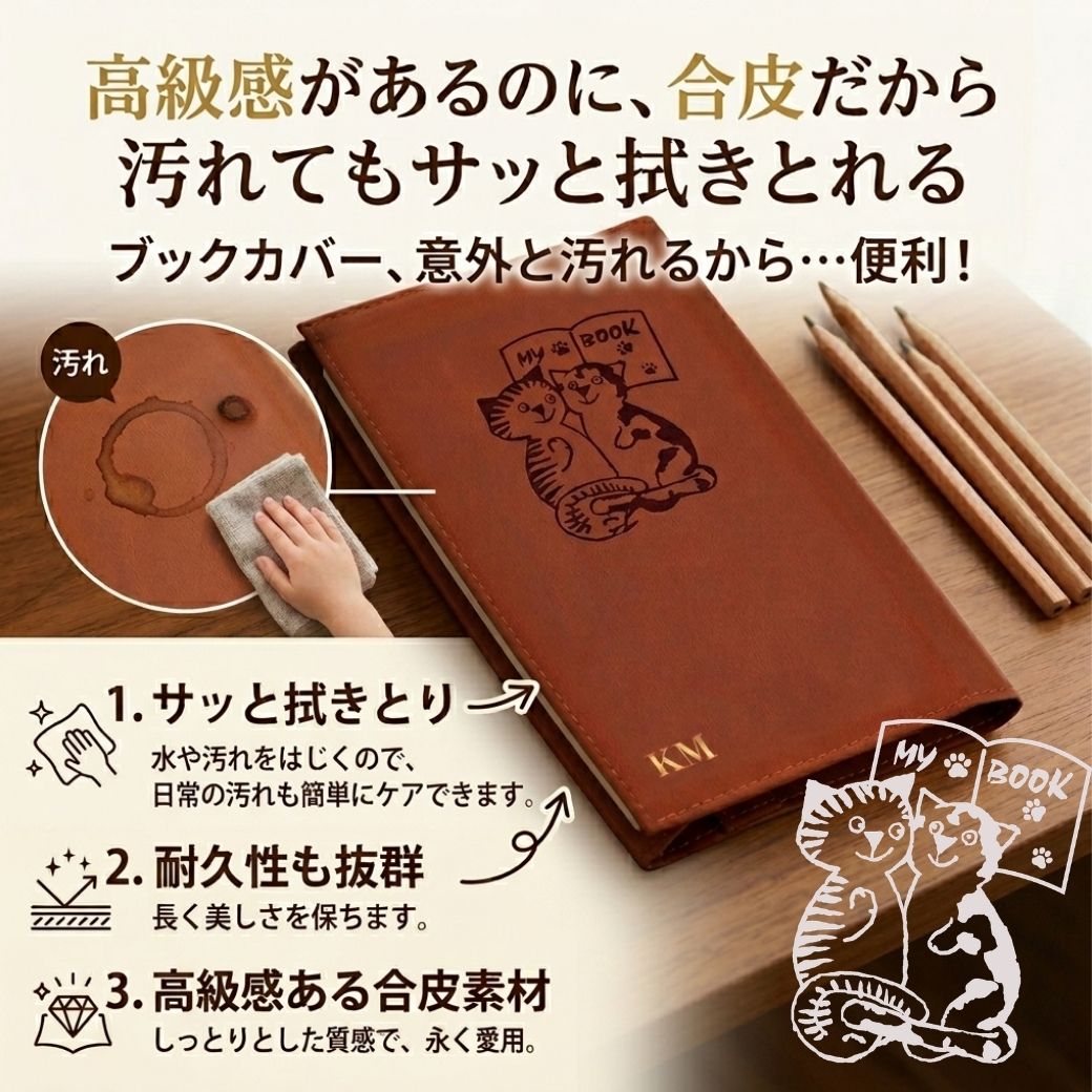 イニシアル入れ無料】文庫本ブックカバー「MY BOOK」№371｜口で描いた