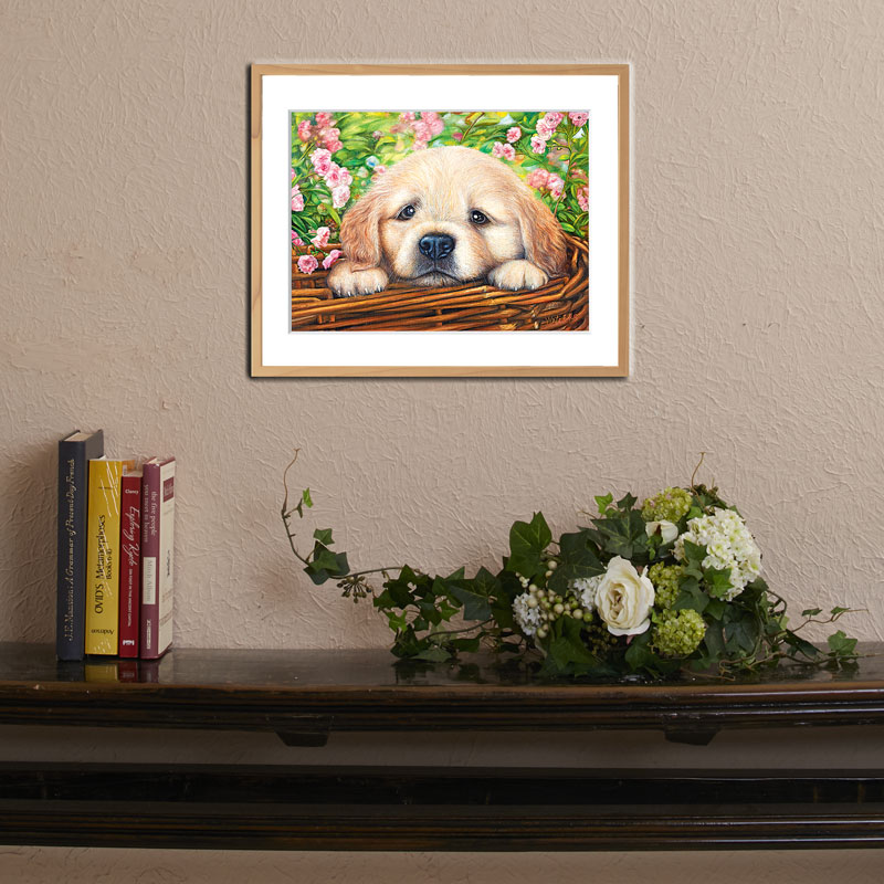 複製画 【カゴの中の子犬】 №F125