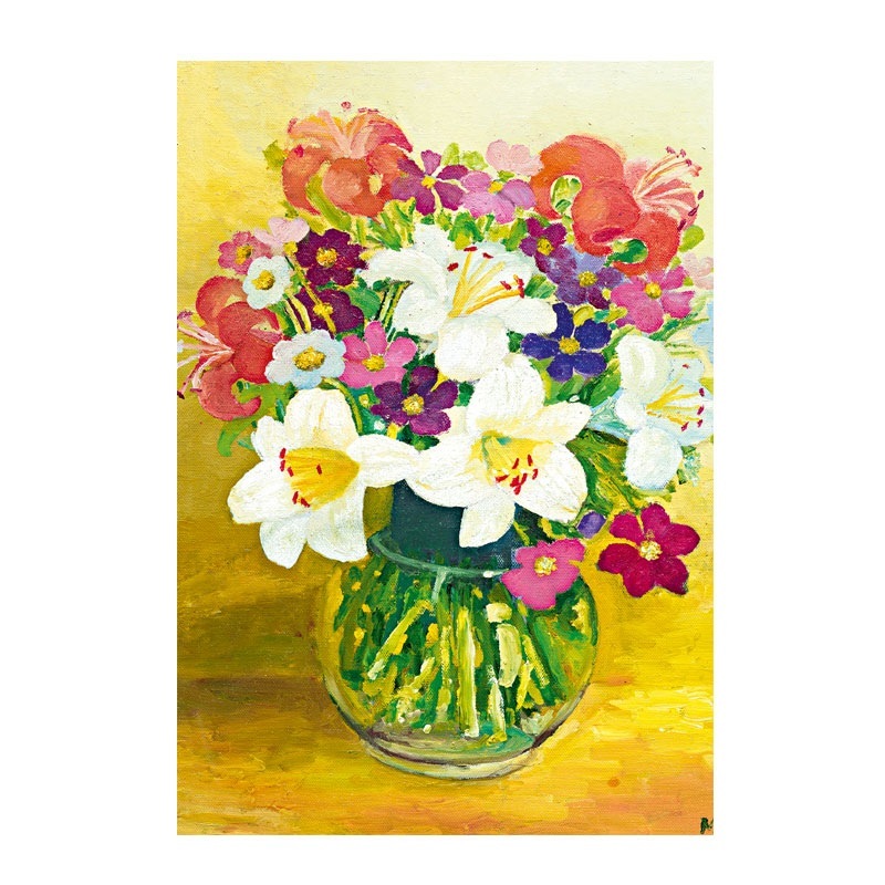 千佳 花瓶の花 絵画 絵葉書 【花瓶の花】 №605の作品情報|口と足で描く芸術家協会