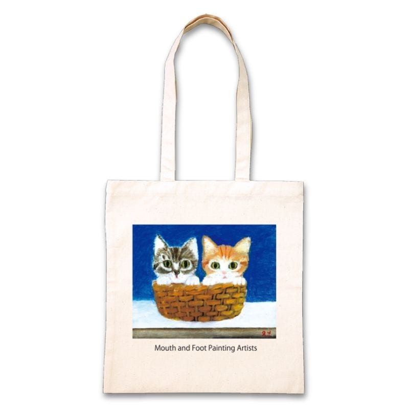 倉敷帆布のトートバッグ 【カゴの中の子猫】