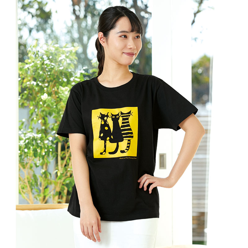 Tシャツ ブラック 【ポップなネコ】