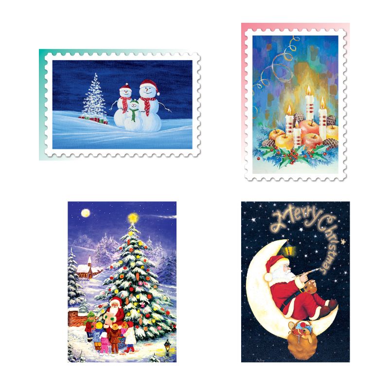クリスマスの絵葉書 4枚セット №99｜感謝を綴る冬のごあいさつ