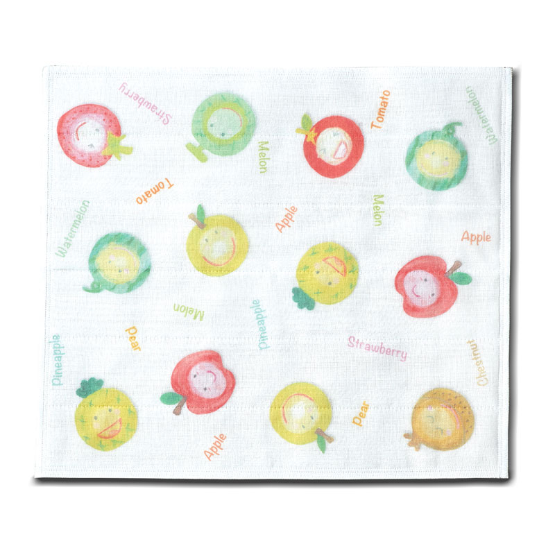 かや生地ふきん 【ニコニコ顔のフルーツ】 №723