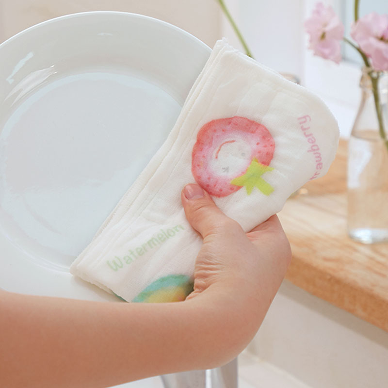 かや生地ふきん 【ニコニコ顔のフルーツ】 №723