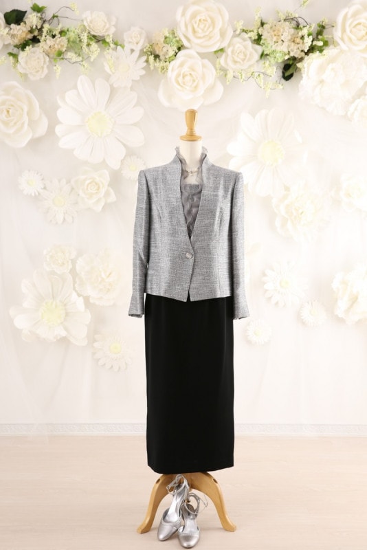 【結婚式パーティーお呼ばれドレスレンタル】結婚式/謝恩会/二次会/グレー/13号/13-274