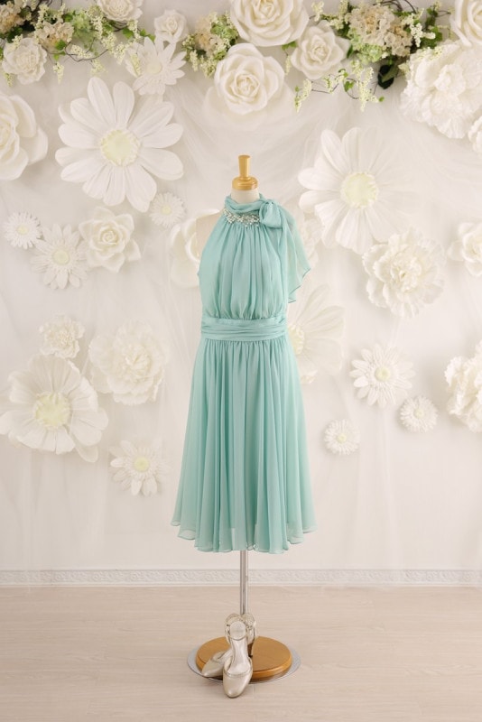 【結婚式パーティーお呼ばれドレスレンタル】結婚式/謝恩会/二次会/水色/かわいい/9号/06-129/Merci