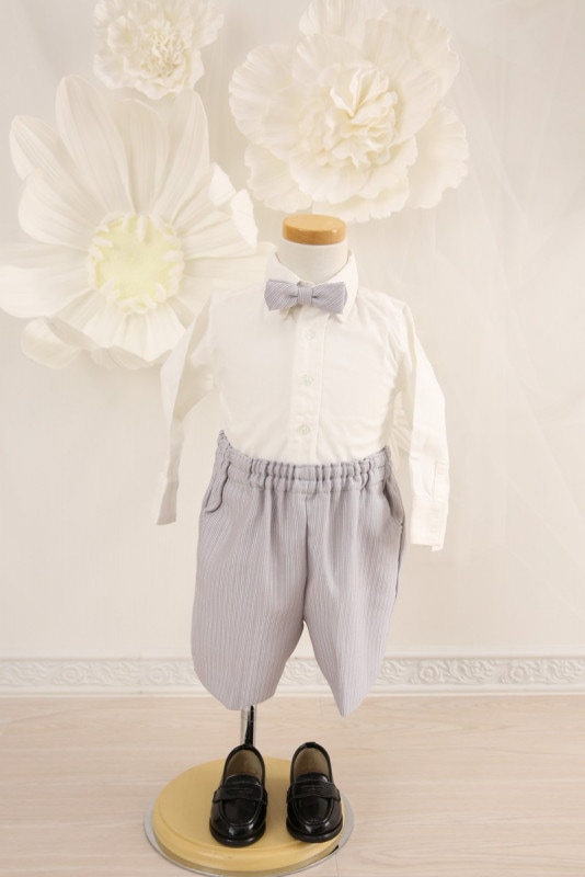 【結婚式パーティーお呼ばれ男の子フォーマル・男の子レンタル】結婚式/発表会/男の子タキシード/グレー/1歳用/2歳用/J1-8（80）