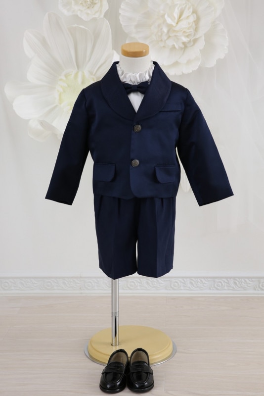 【結婚式パーティーお呼ばれ男の子フォーマル・男の子レンタル】結婚式/発表会/男の子タキシード/紺/2歳用/J2-9（90）