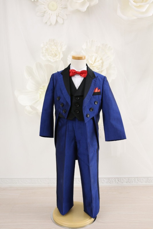 【結婚式パーティーお呼ばれ男の子フォーマル・男の子レンタル】結婚式/発表会/男の子タキシード/燕尾服/紺/2歳用/3歳用/J3-4（100）