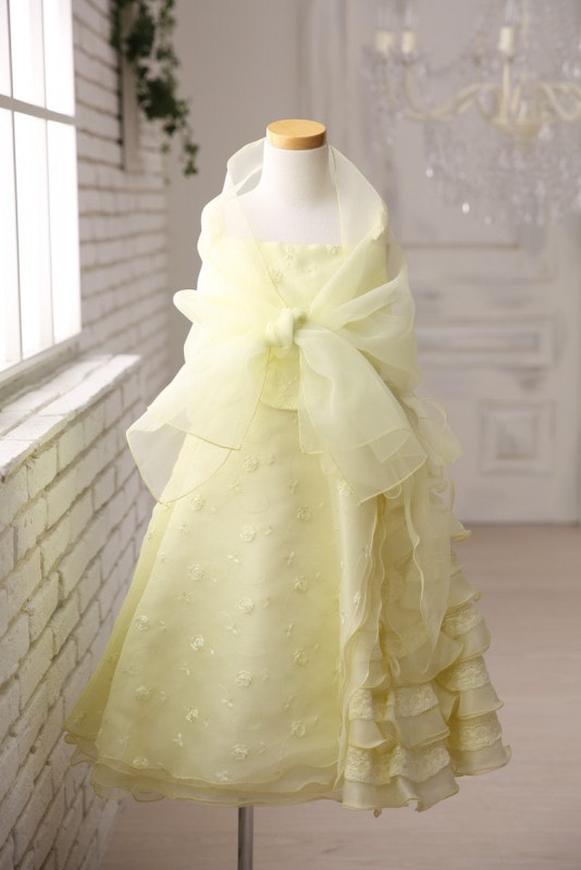 【女の子ドレスレンタル】【子供ドレスレンタル結婚式　発表会】　結婚式/発表会/かわいい/イエロー/G3-80（3才）