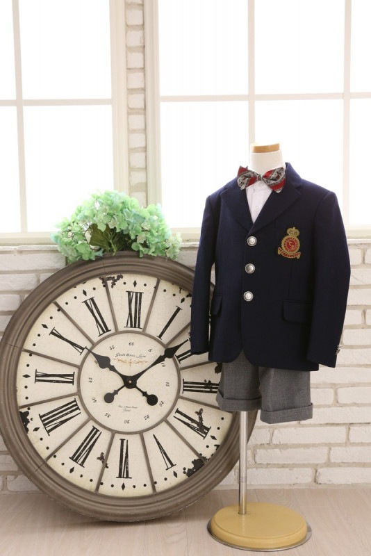 【結婚式パーティーお呼ばれ男の子フォーマル・男の子レンタル】結婚式/発表会/男の子スーツ/男の子タキシード/濃紺/3歳用/4歳用/J3-23（100）