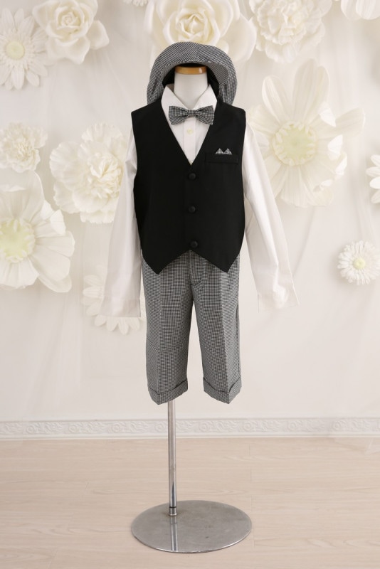 【結婚式パーティーお呼ばれ男の子フォーマル・男の子レンタル】結婚式/発表会/男の子スーツ/黒/7歳用/J7-29（120）