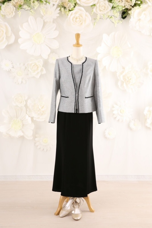 【結婚式パーティーお呼ばれドレスレンタル】結婚式/謝恩会/二次会/黒/グレー/09号/01-381