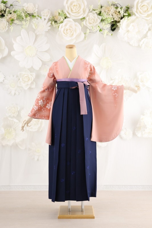 【卒業式袴レンタル/着物レンタル/通販レンタル】　先生袴/学生袴/卒業式/小学生袴/かわいい袴/ピンク/紺/着物-130/袴-113