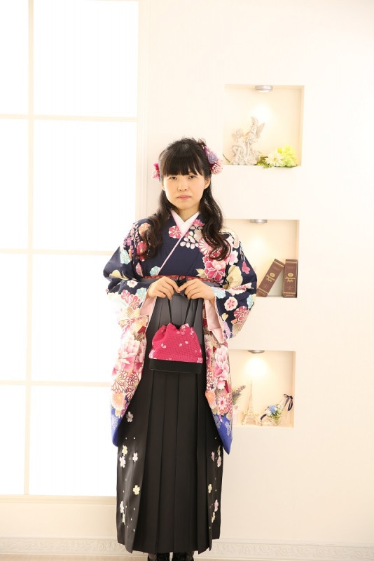 【卒業式袴レンタル/着物レンタル/通販レンタル】　学生袴/卒業式/小学生袴/かわいい袴/紺/ピンク/黒/グレー/着物-335/袴-139