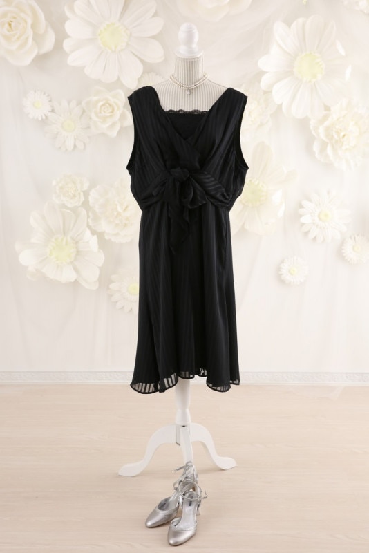 【結婚式パーティーお呼ばれドレスレンタル】結婚式/謝恩会/二次会/かわいい/黒/21号/08-122