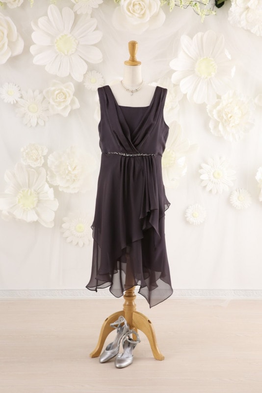 【結婚式パーティーお呼ばれドレスレンタル】結婚式/謝恩会/二次会/かわいい/茶/18号/08-138