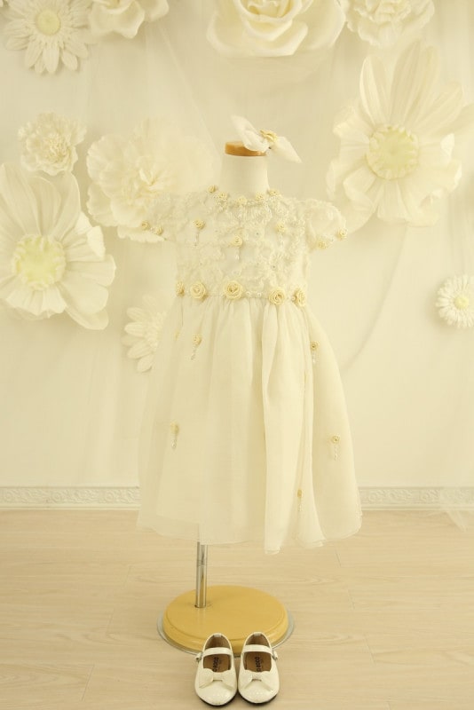 【女の子ドレスレンタル】【子供ドレスレンタル結婚式　発表会】　結婚式/発表会/かわいい/白/G3-85（3才）