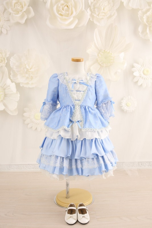 【女の子ドレスレンタル】【子供ドレスレンタル結婚式　発表会】　結婚式/発表会/かわいい/水色/G3-93（3才）