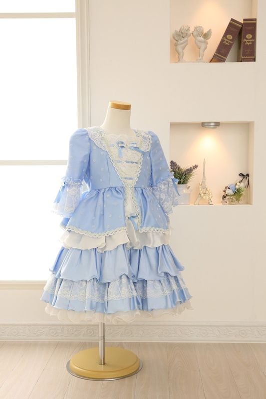 【女の子ドレスレンタル】【子供ドレスレンタル結婚式　発表会】　結婚式/発表会/かわいい/水色/G3-93（3才）