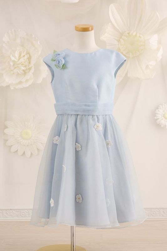 【女の子ドレスレンタル】【子供ドレスレンタル結婚式　発表会】　結婚式/発表会/かわいい/水色/G7-81（7才）