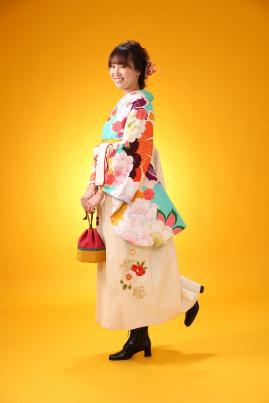 【卒業式袴レンタル/着物レンタル/通販レンタル】　ブランド　藤田ニコル/先生袴/学生袴/卒業式/小学生袴/レトロ/かわいい袴/水色/白/着物-368/袴-236