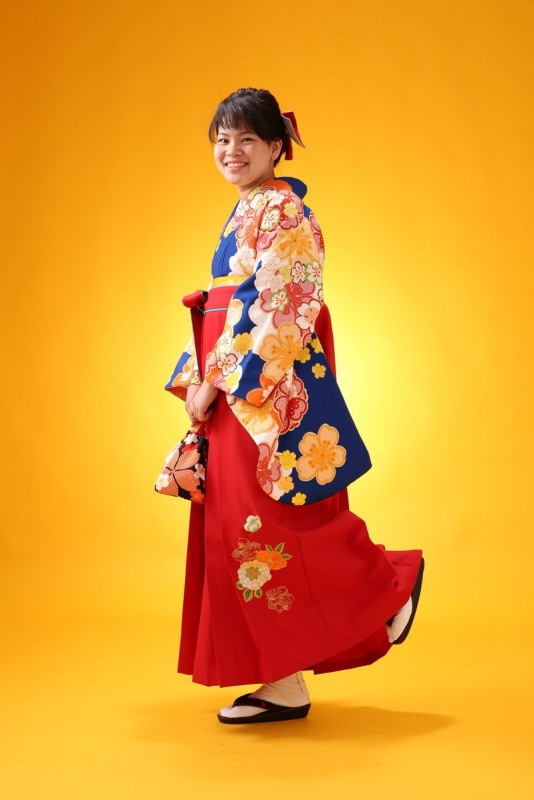 【卒業式袴レンタル/着物レンタル/通販レンタル】　ブランド袴/藤田ニコル/学生袴/卒業式/小学生袴/かわいい袴/青/赤/着物-369/袴-237