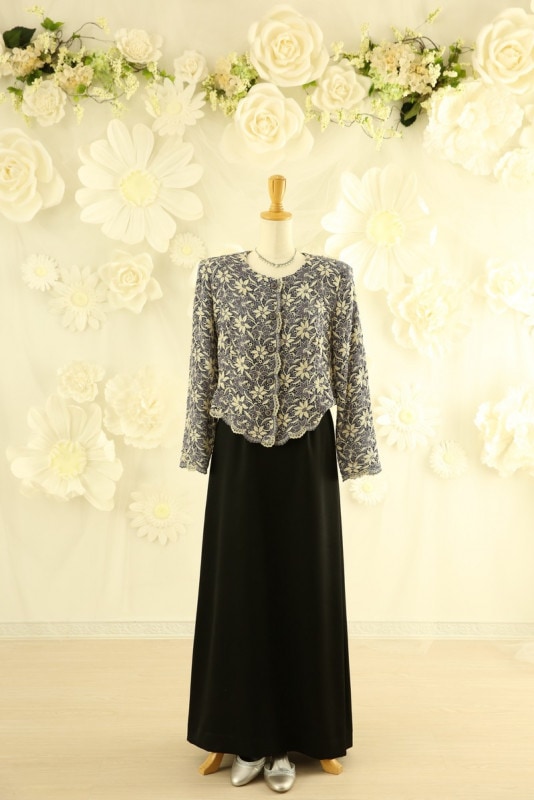 【結婚式パーティーお呼ばれドレスレンタル】結婚式/謝恩会/二次会/ロングスカート/ネイビー/13号/13-120