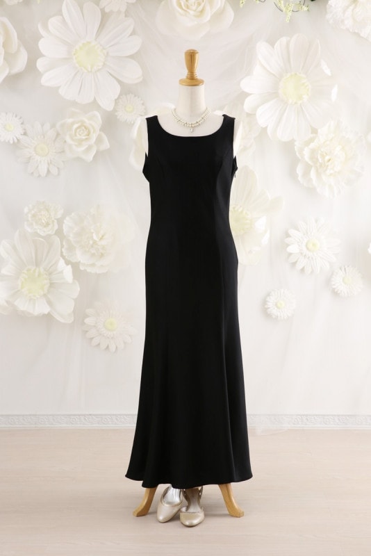 【結婚式パーティーお呼ばれドレスレンタル】結婚式/謝恩会/二次会/ロングドレス/ブラック/13号/13-171