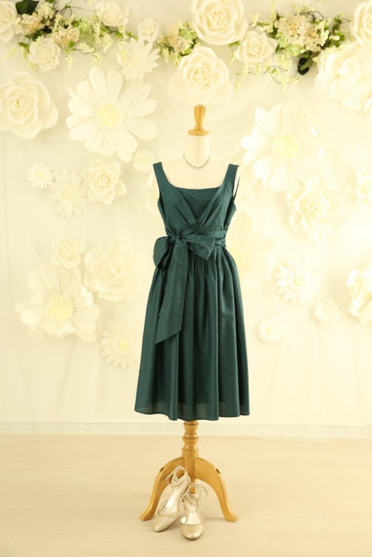 【結婚式パーティーお呼ばれドレスレンタル】結婚式/謝恩会/二次会/かわいい/緑/13号/13-195/Merci