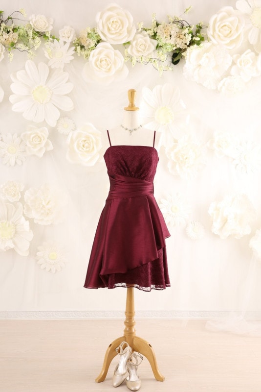 【結婚式パーティーお呼ばれドレスレンタル】結婚式/謝恩会/二次会/かわいい/レッド/13号/13-223/Merci