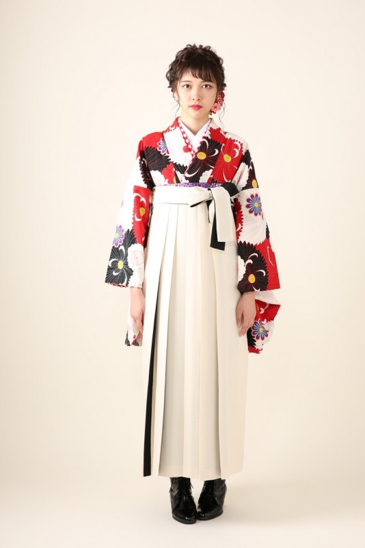 【卒業式袴レンタル/着物レンタル/通販レンタル】　ブランド袴/JAPANSTYLE×中村里砂　モダンアンテナ/学生袴/卒業式/小学生袴/かわいい袴/赤/緑/着物-374/袴-287