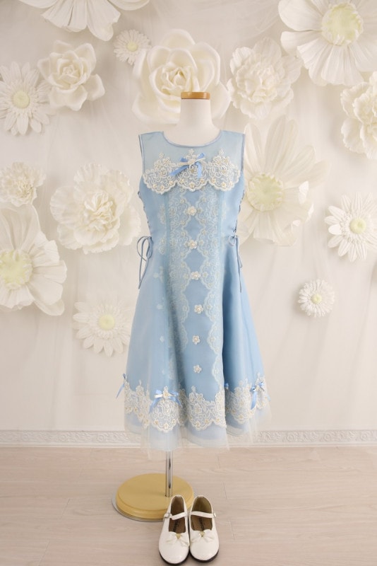 【女の子ドレスレンタル】【子供ドレスレンタル結婚式　発表会】　結婚式/発表会/かわいい/水色/G9-64（7才）