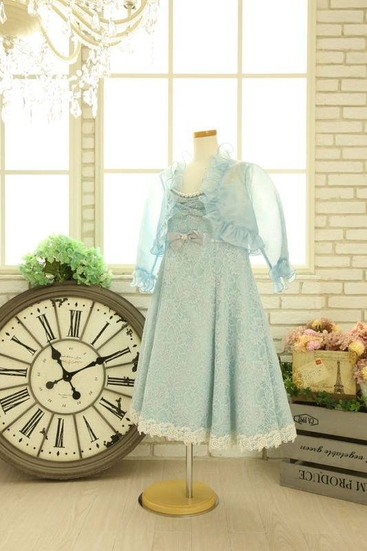 【女の子ドレスレンタル】【子供ドレスレンタル結婚式　発表会】　結婚式/発表会/かわいい/水色/G9-69（7才）