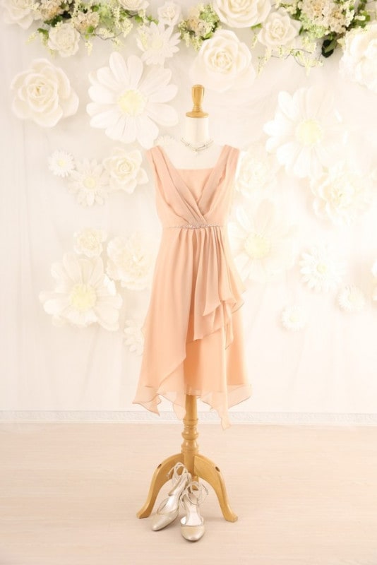 【結婚式パーティーお呼ばれドレスレンタル】結婚式/謝恩会/二次会/かわいい/ピンク/13号/13-241/Merci