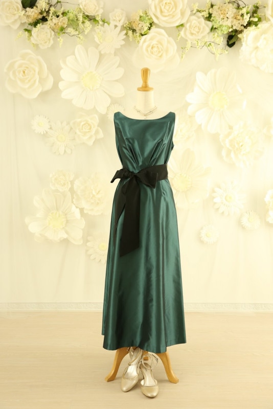 【結婚式パーティーお呼ばれドレスレンタル】結婚式/謝恩会/二次会/ロングドレス/緑/13号/13-242