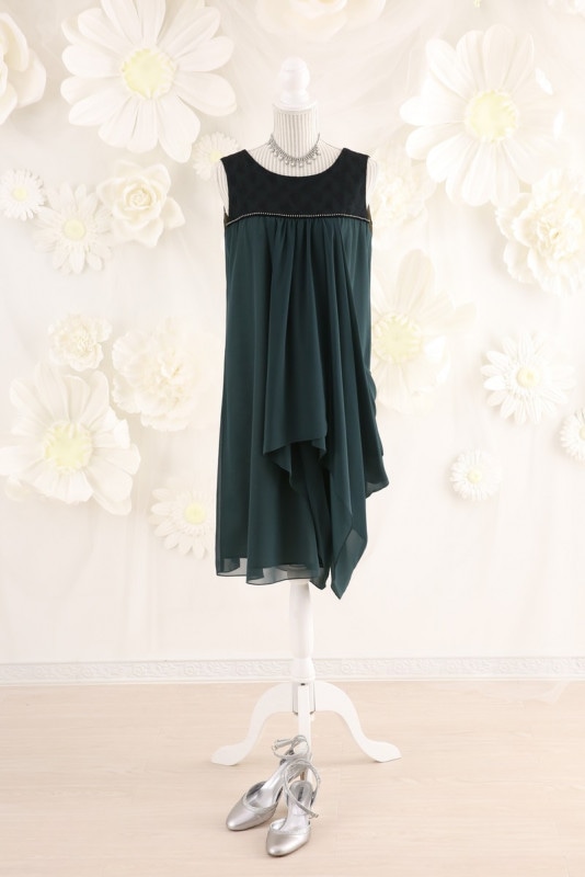 【結婚式パーティーお呼ばれドレスレンタル】結婚式/謝恩会/二次会/かわいい/緑/13号/13-243