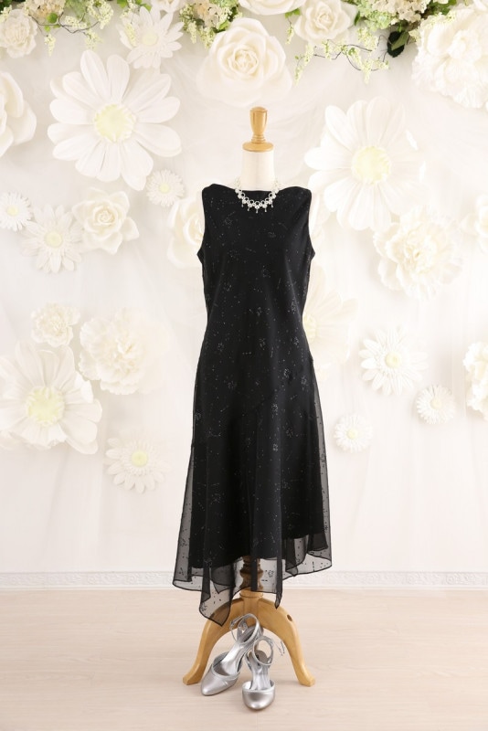 【結婚式パーティーお呼ばれドレスレンタル】結婚式/謝恩会/二次会/黒/かわいい/15号/15-63