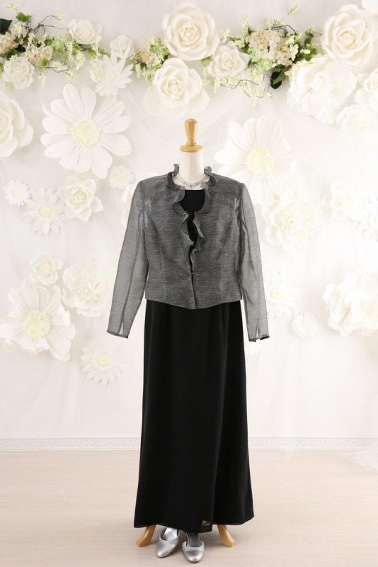 【結婚式パーティーお呼ばれドレスレンタル】結婚式/謝恩会/二次会/ロングドレス/グレー/15号/15-75